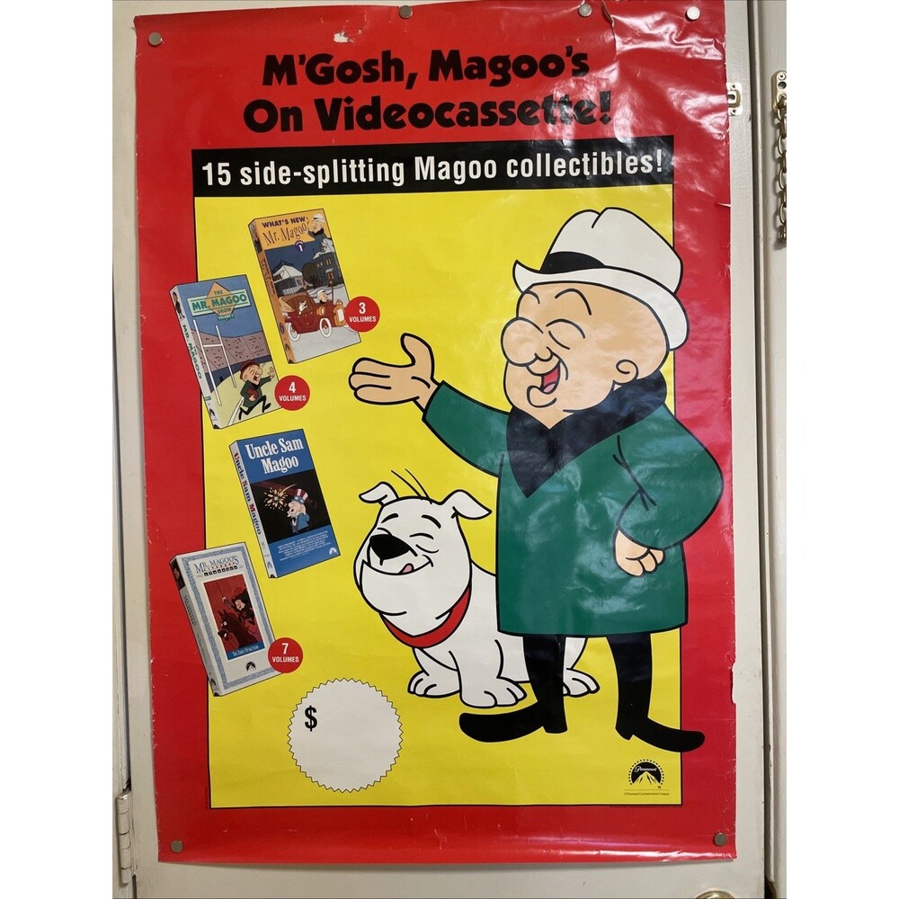 Original 1990 Mr. Magoo Cartoon Movie Poster Paramount Vhs Advertisement 27x39
